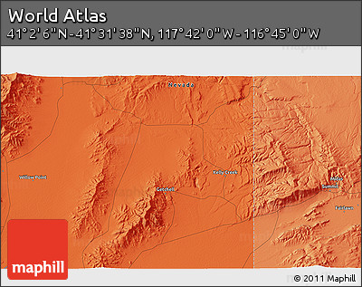 Political 3D Map of the Area around 41° 16' 52" N, 117° 13' 29" W