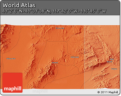 Political 3D Map of the Area around 41° 16' 52" N, 117° 13' 29" W