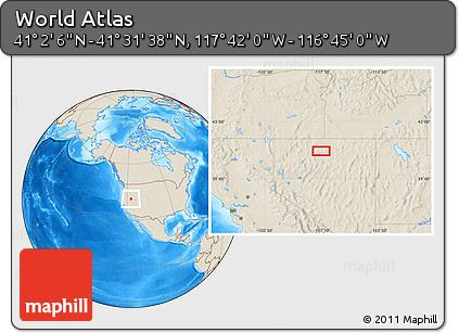 Shaded Relief Location Map of the Area around 41° 16' 52" N, 117° 13' 29" W