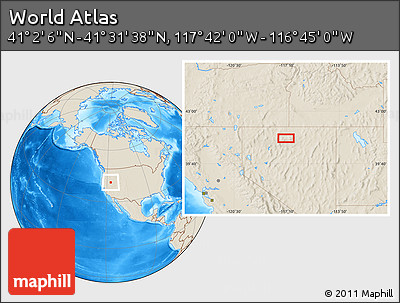 Shaded Relief Location Map of the Area around 41° 16' 52" N, 117° 13' 29" W
