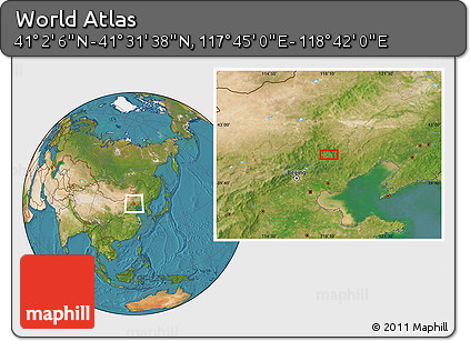 Satellite Location Map of the Area around 41° 16' 52" N, 118° 13' 29" E