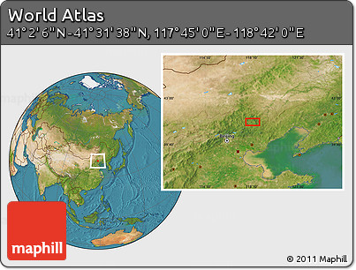 Satellite Location Map of the Area around 41° 16' 52" N, 118° 13' 29" E