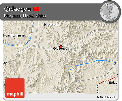 Shaded Relief 3D Map of Qidaogou
