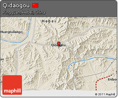 Shaded Relief 3D Map of Qidaogou