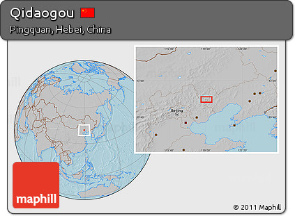Gray Location Map of Qidaogou, hill shading