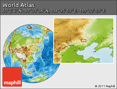 Physical Location Map of the Area around 41° 16' 52" N, 119° 4' 29" E