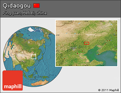 Satellite Location Map of Qidaogou