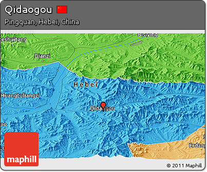 Political Panoramic Map of Qidaogou