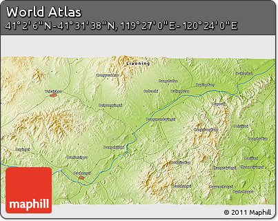 Physical 3D Map of the Area around 41° 16' 52" N, 119° 55' 30" E