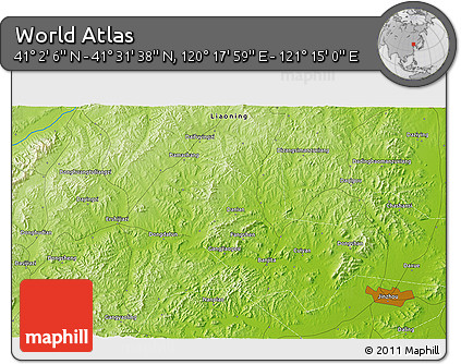 Physical 3D Map of the Area around 41° 16' 52" N, 120° 46' 30" E