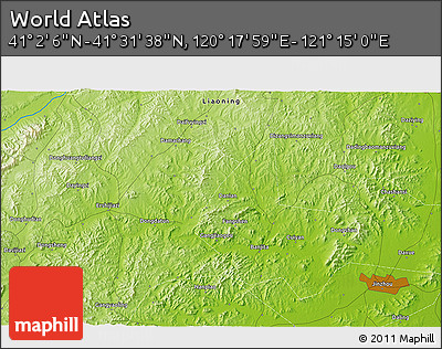 Physical 3D Map of the Area around 41° 16' 52" N, 120° 46' 30" E