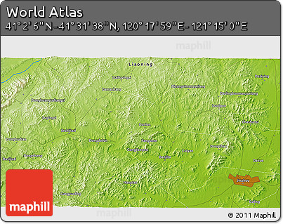 Physical 3D Map of the Area around 41° 16' 52" N, 120° 46' 30" E