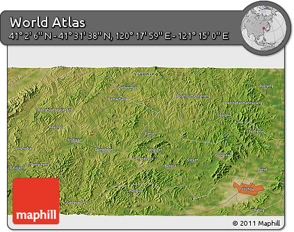 Satellite 3D Map of the Area around 41° 16' 52" N, 120° 46' 30" E