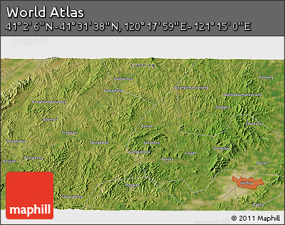 Satellite 3D Map of the Area around 41° 16' 52" N, 120° 46' 30" E