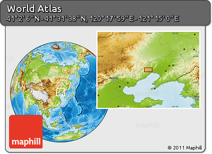 Physical Location Map of the Area around 41° 16' 52" N, 120° 46' 30" E