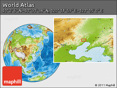 Physical Location Map of the Area around 41° 16' 52" N, 120° 46' 30" E