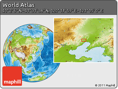 Physical Location Map of the Area around 41° 16' 52" N, 120° 46' 30" E
