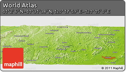 Physical Panoramic Map of the Area around 41° 16' 52" N, 120° 46' 30" E