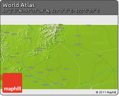 Physical 3D Map of the Area around 41° 16' 52" N, 121° 37' 30" E