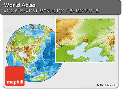 Physical Location Map of the Area around 41° 16' 52" N, 121° 37' 30" E