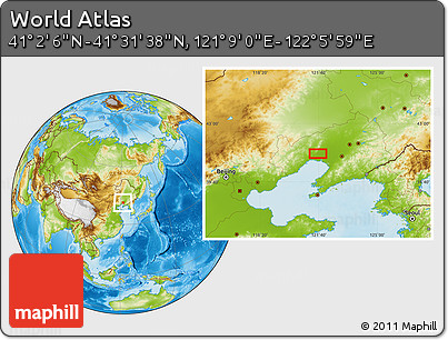 Physical Location Map of the Area around 41° 16' 52" N, 121° 37' 30" E