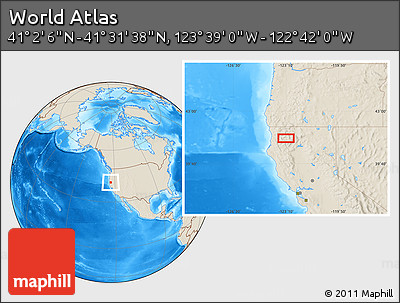 Shaded Relief Location Map of the Area around 41° 16' 52" N, 123° 10' 30" W