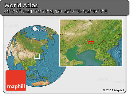 Satellite Location Map of the Area around 41° 16' 52" N, 124° 10' 30" E