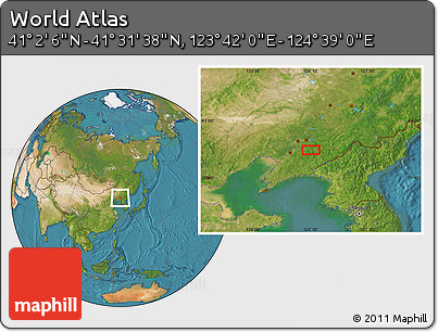 Satellite Location Map of the Area around 41° 16' 52" N, 124° 10' 30" E