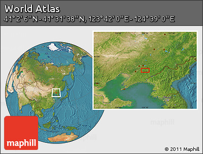 Satellite Location Map of the Area around 41° 16' 52" N, 124° 10' 30" E
