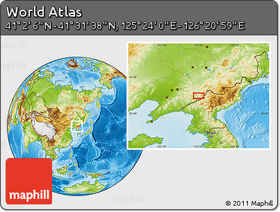 Physical Location Map of the Area around 41° 16' 52" N, 125° 52' 30" E