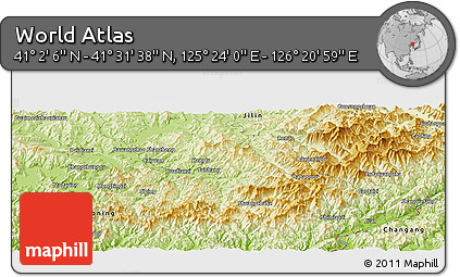 Physical Panoramic Map of the Area around 41° 16' 52" N, 125° 52' 30" E