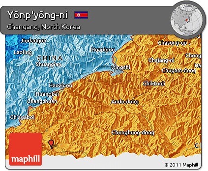 Political Panoramic Map of Yŏnp'yŏng-ni