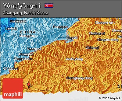 Political Panoramic Map of Yŏnp'yŏng-ni