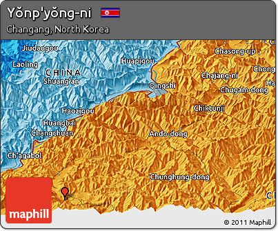 Political Panoramic Map of Yŏnp'yŏng-ni