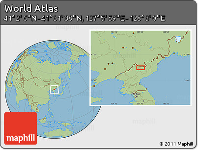 Savanna Style Location Map of the Area around 41° 16' 52" N, 127° 34' 30" E
