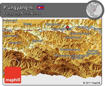 Physical Panoramic Map of P'ungyang-ni