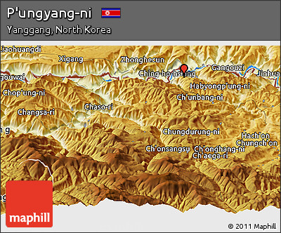 Physical Panoramic Map of P'ungyang-ni