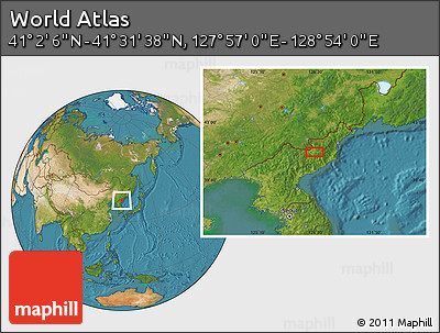 Satellite Location Map of the Area around 41° 16' 52" N, 128° 25' 30" E