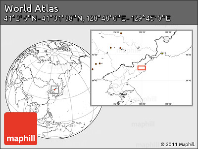Blank Location Map of the Area around 41° 16' 52" N, 129° 16' 30" E