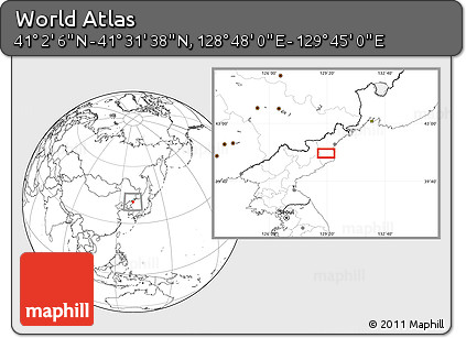 Blank Location Map of the Area around 41° 16' 52" N, 129° 16' 30" E