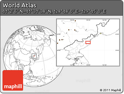 Blank Location Map of the Area around 41° 16' 52" N, 129° 16' 30" E