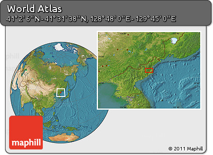 Satellite Location Map of the Area around 41° 16' 52" N, 129° 16' 30" E