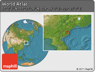 Satellite Location Map of the Area around 41° 16' 52" N, 129° 16' 30" E