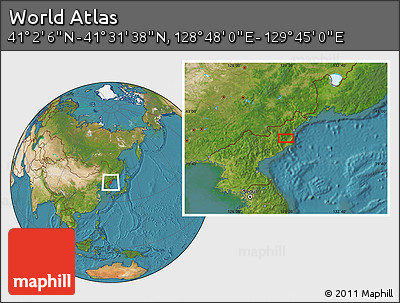 Satellite Location Map of the Area around 41° 16' 52" N, 129° 16' 30" E