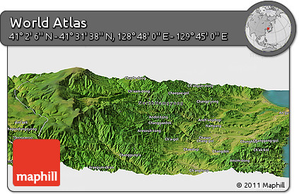 Satellite Panoramic Map of the Area around 41° 16' 52" N, 129° 16' 30" E