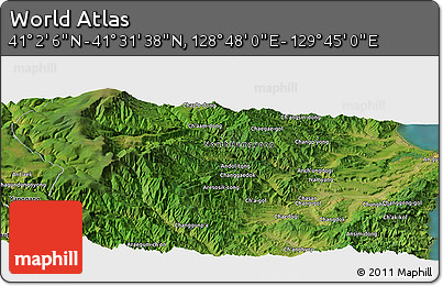 Satellite Panoramic Map of the Area around 41° 16' 52" N, 129° 16' 30" E