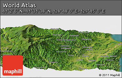 Satellite Panoramic Map of the Area around 41° 16' 52" N, 129° 16' 30" E