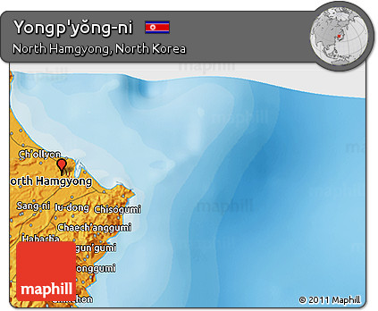 Political 3D Map of Yongp'yŏng-ni