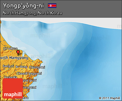 Political 3D Map of Yongp'yŏng-ni