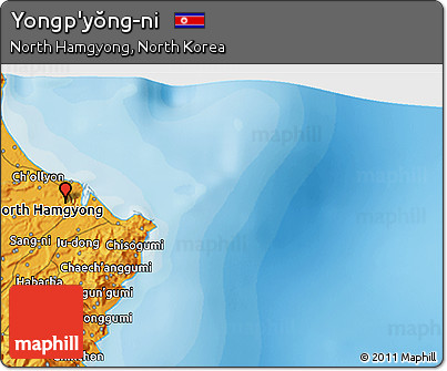 Political 3D Map of Yongp'yŏng-ni